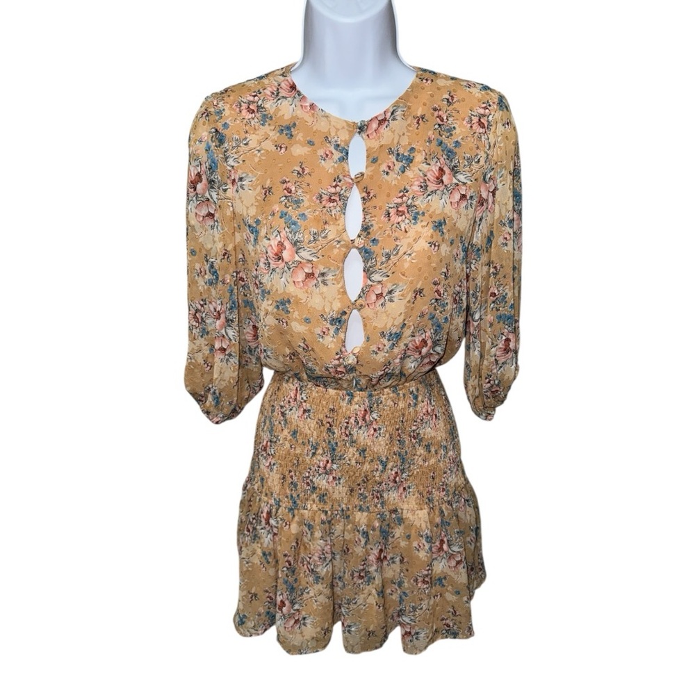 Woman’s Sabo Skirt “Sierra” Tan Floral Mini Dress - XS
